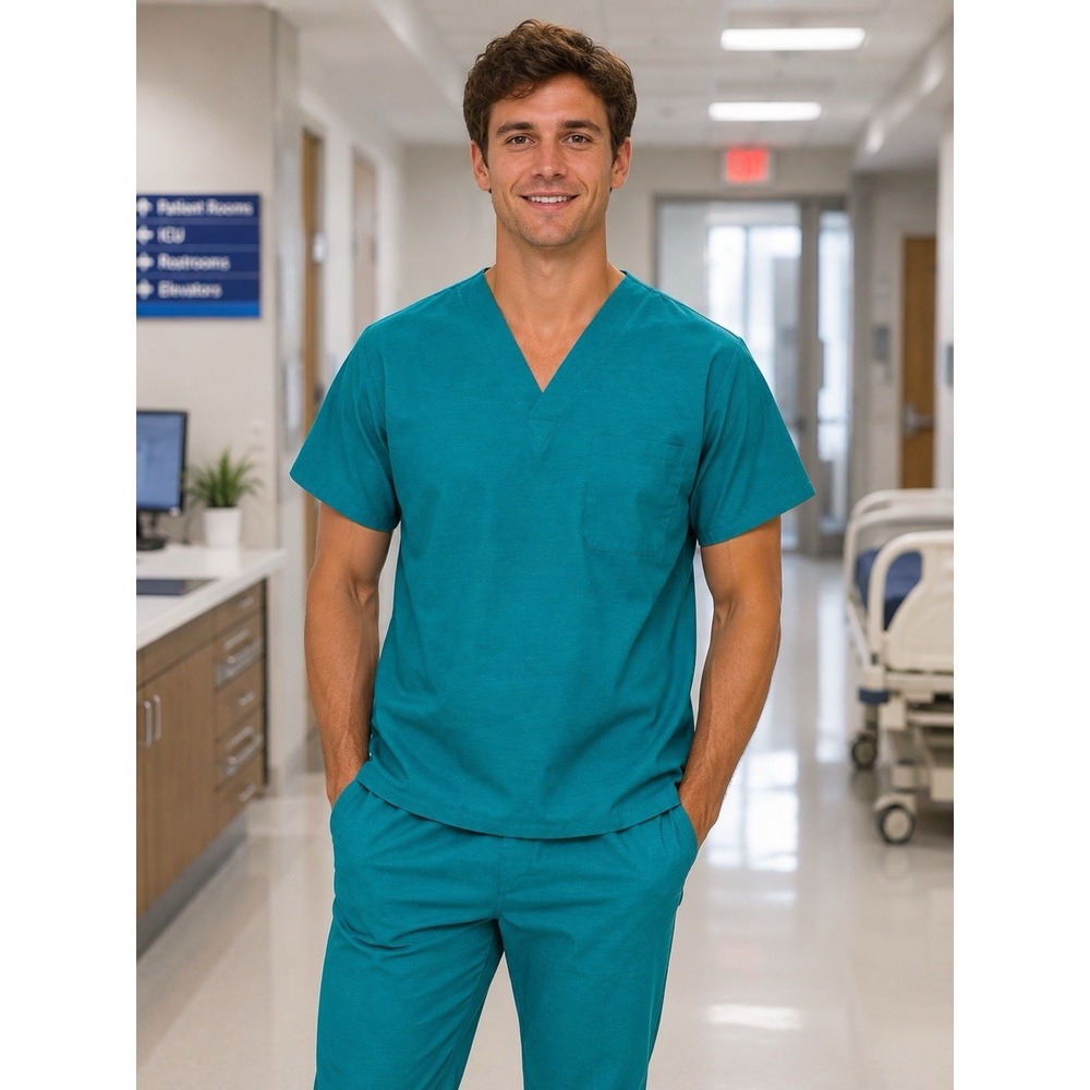 AMS American Scrubs Inc Scrub Top Unisex Size XS Teal
